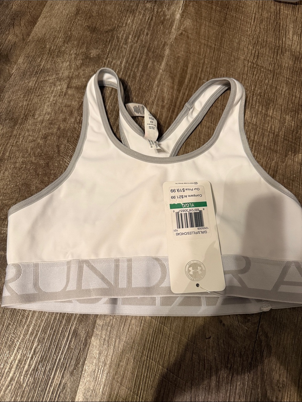 Under Armour White Sports Bra with Gray Trim